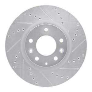 Mazda RX-8 Brake Rotor (1) - Front Right - R1 Concepts - Drilled & Slotted - Silver - `04-`08